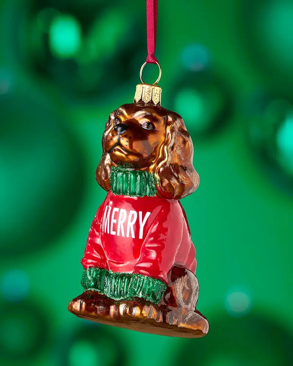 Joy To The World Collectibles Ruby Cavalier King Charles Spaniel in "Merry" Sweater Christmas Ornament | Thumbnail 2 Joy To The World Collectibles Ruby Cavalier King Charles Spaniel in "Merry" Sweater Christmas Ornament | Thumbnail 2