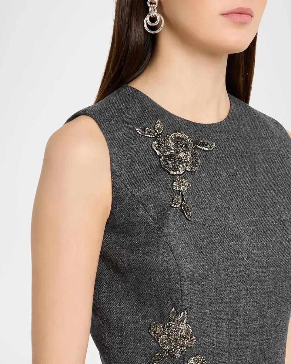 Dice Kayek Embellished Tailored Wool Sleeveless Midi Dress | Thumbnail 5