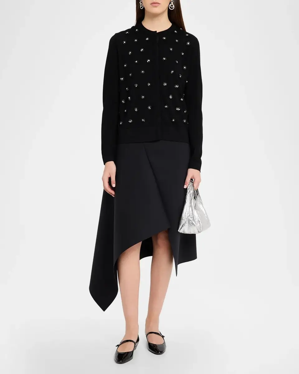Dice Kayek Flower Embellished Wool Crewneck Cardigan | Thumbnail 2
