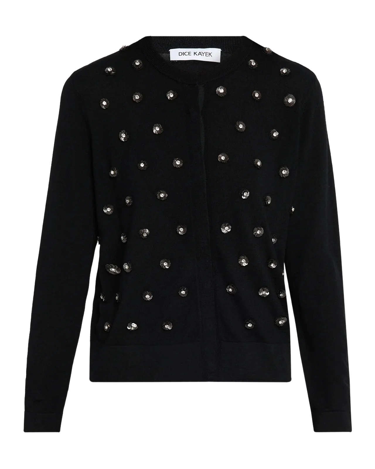 Dice Kayek Flower Embellished Wool Crewneck Cardigan