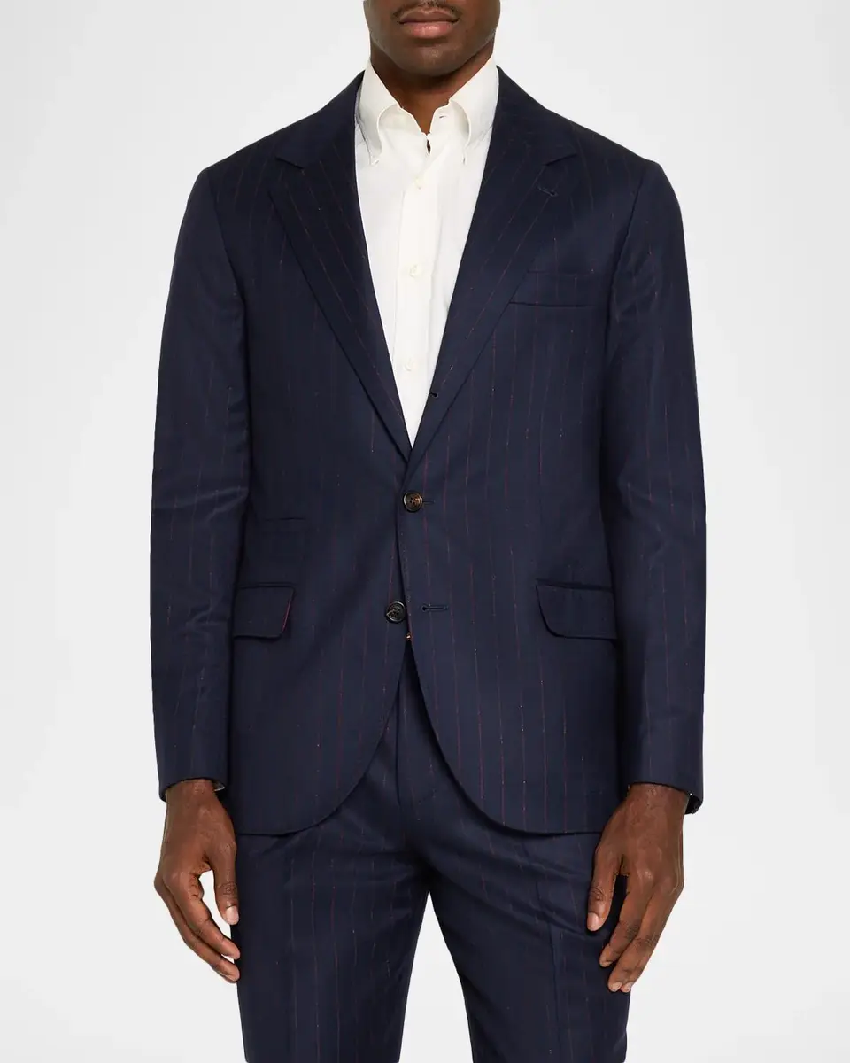 Brunello Cucinelli Men's Wool Chalk Stripe Two-Piece Suit | Thumbnail 4