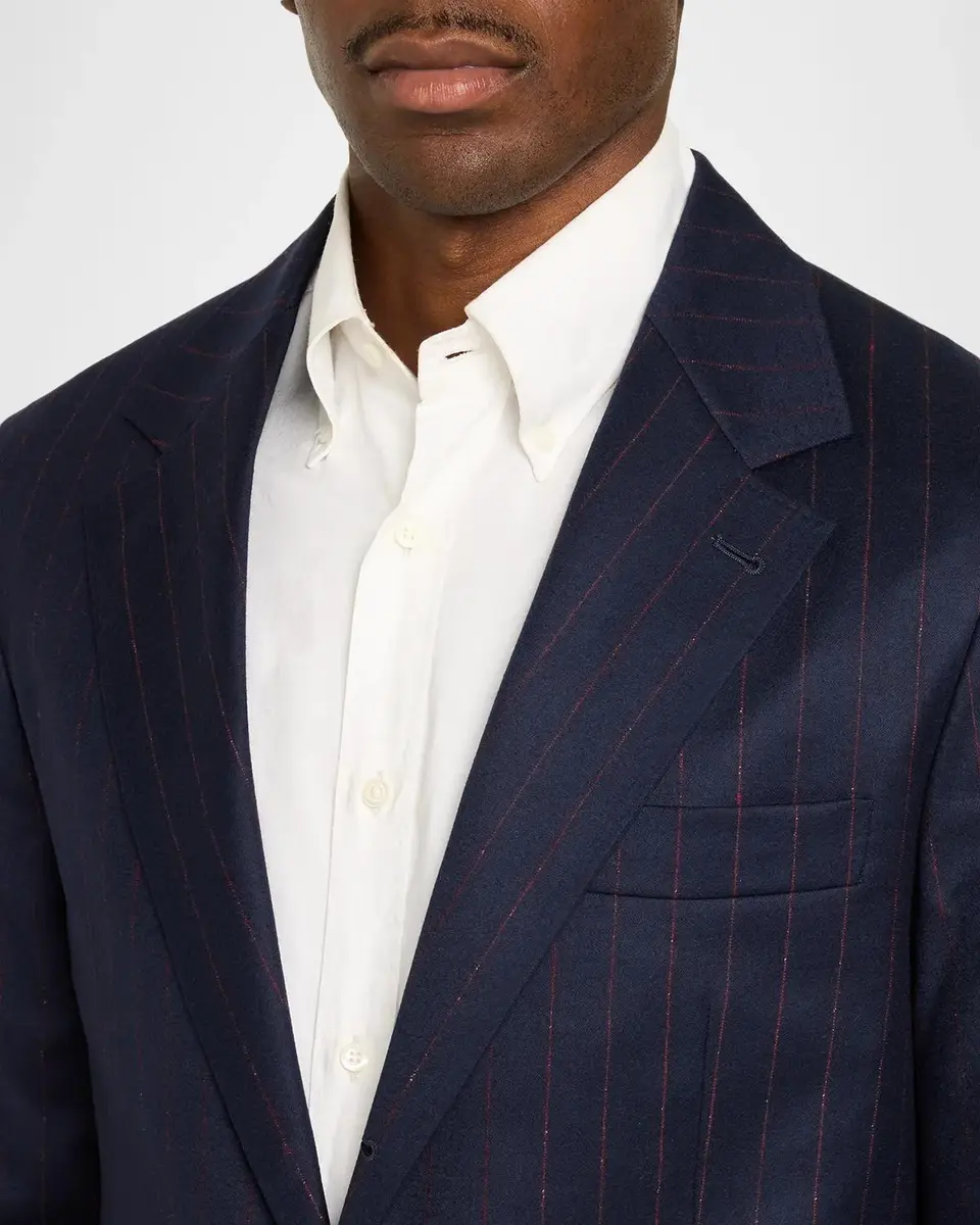 Brunello Cucinelli Men's Wool Chalk Stripe Two-Piece Suit | Thumbnail 6