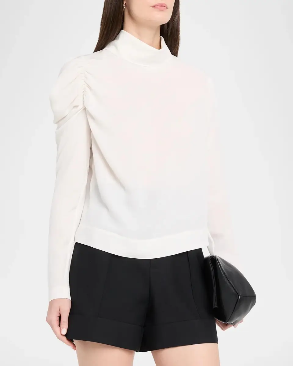 Dice Kayek Puff-Sleeve Silk Georgette High-Low Shirt | Thumbnail 4 Dice Kayek Puff-Sleeve Silk Georgette High-Low Shirt | Thumbnail 4
