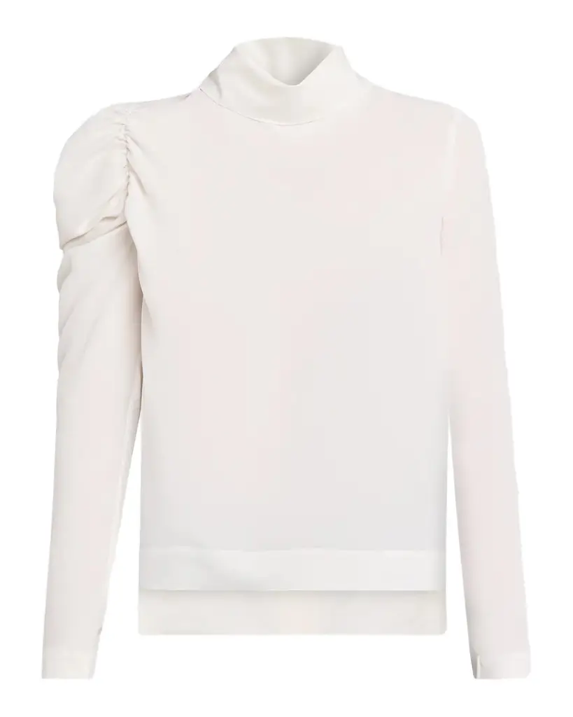 Dice Kayek Puff-Sleeve Silk Georgette High-Low Shirt