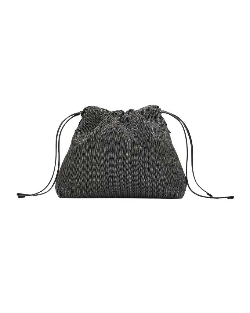 Brunello Cucinelli Monili Leather Drawstring Shoulder Bag