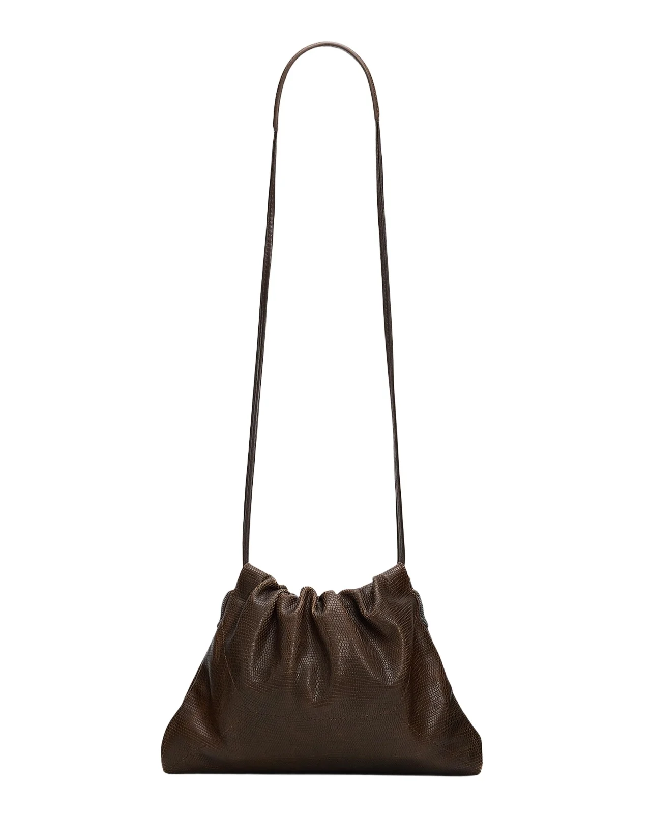 Drawstring Lizard-Print Leather Shoulder Bag Drawstring Lizard-Print Leather Shoulder Bag