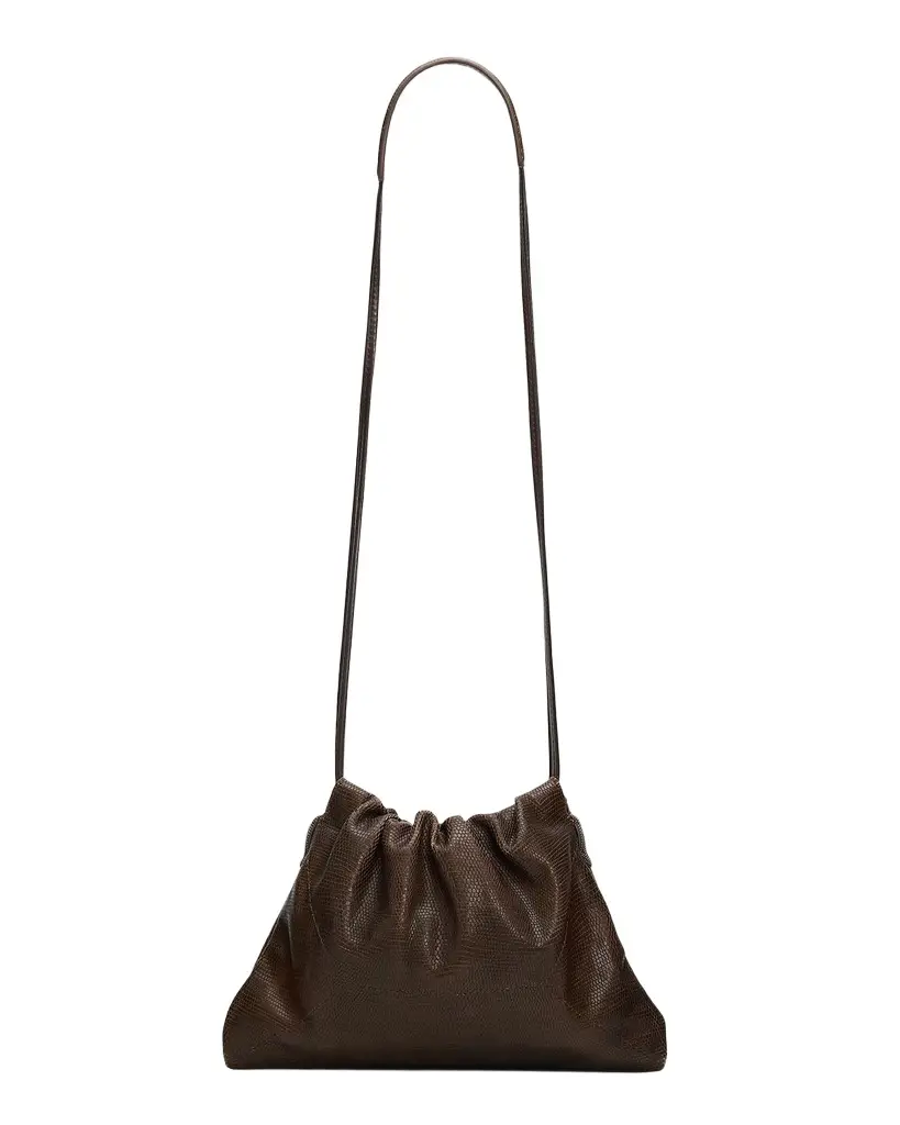 Drawstring Lizard-Print Leather Shoulder Bag Drawstring Lizard-Print Leather Shoulder Bag