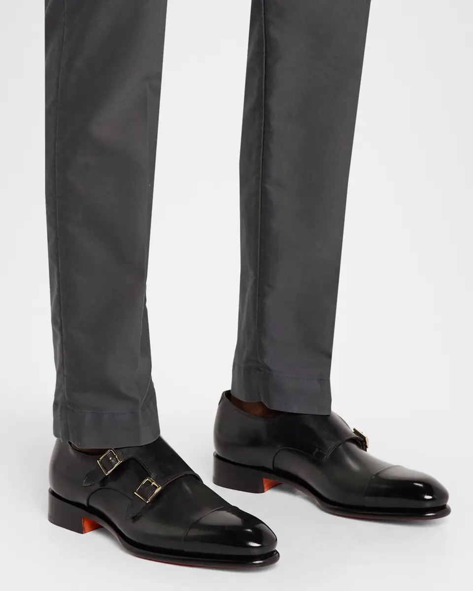 Santoni Men's Leather Double-Monk Strap Loafers | Thumbnail 2 Santoni Men's Leather Double-Monk Strap Loafers | Thumbnail 2