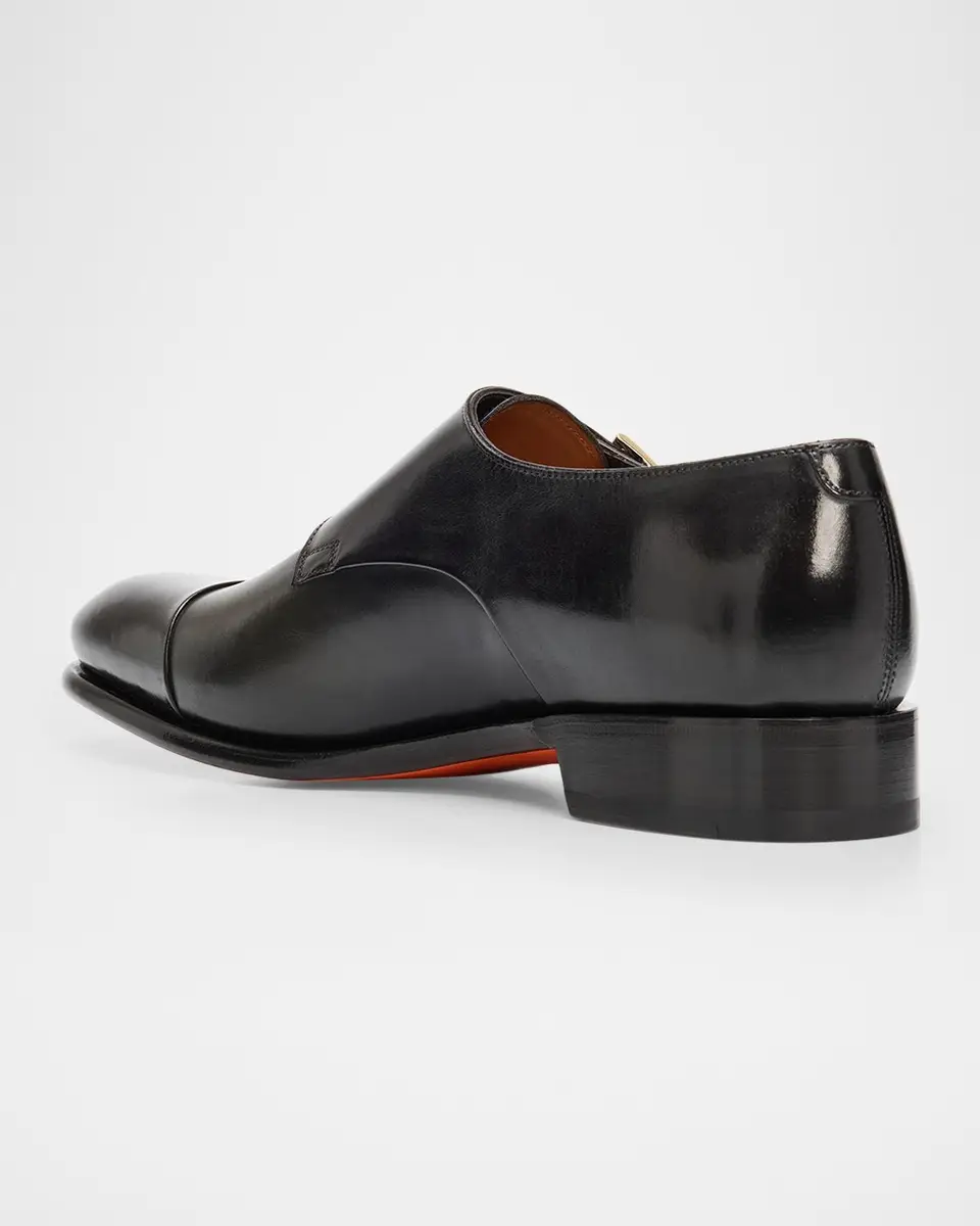Santoni Men's Leather Double-Monk Strap Loafers | Thumbnail 4 Santoni Men's Leather Double-Monk Strap Loafers | Thumbnail 4