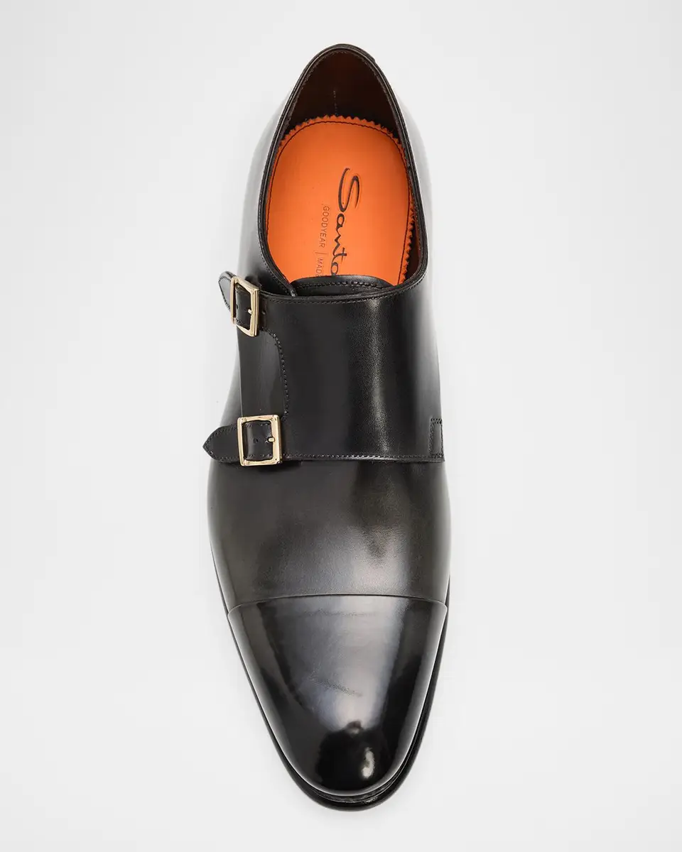 Santoni Men's Leather Double-Monk Strap Loafers | Thumbnail 6 Santoni Men's Leather Double-Monk Strap Loafers | Thumbnail 6
