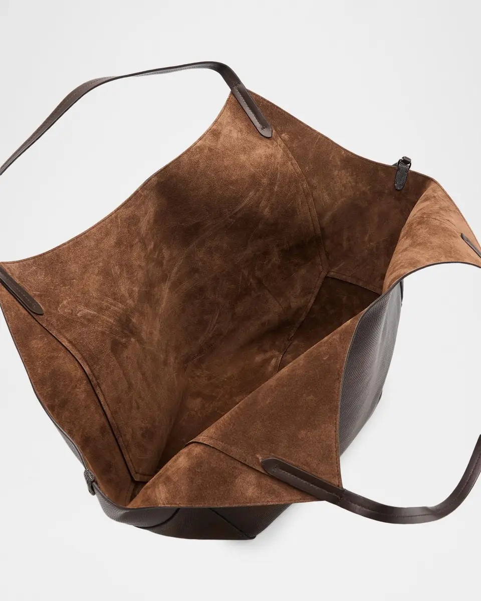 Brunello Cucinelli Lizard-Print Leather Tote Bag | Thumbnail 4