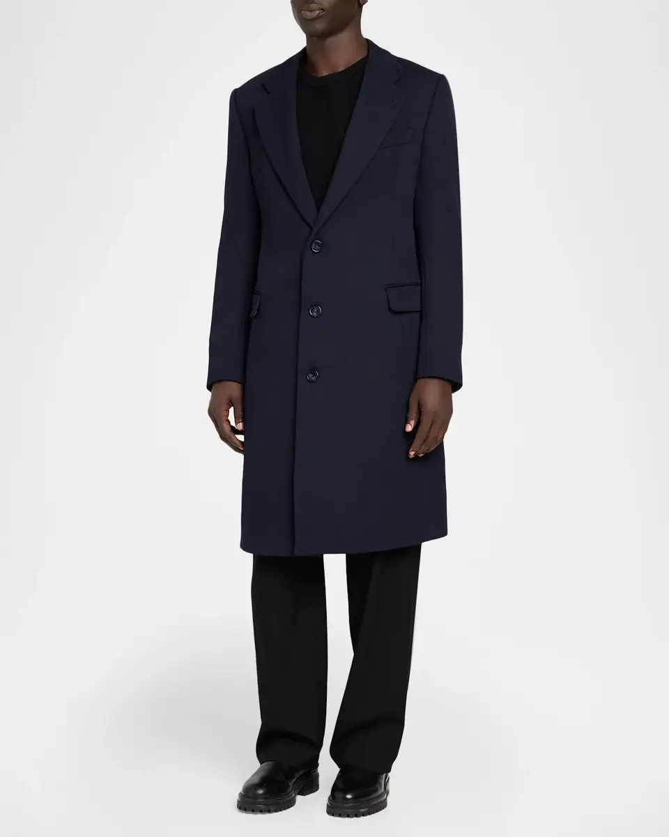 Emporio Armani Men's Single-Breasted Wool Twill Top Coat | Thumbnail 4 Emporio Armani Men's Single-Breasted Wool Twill Top Coat | Thumbnail 4