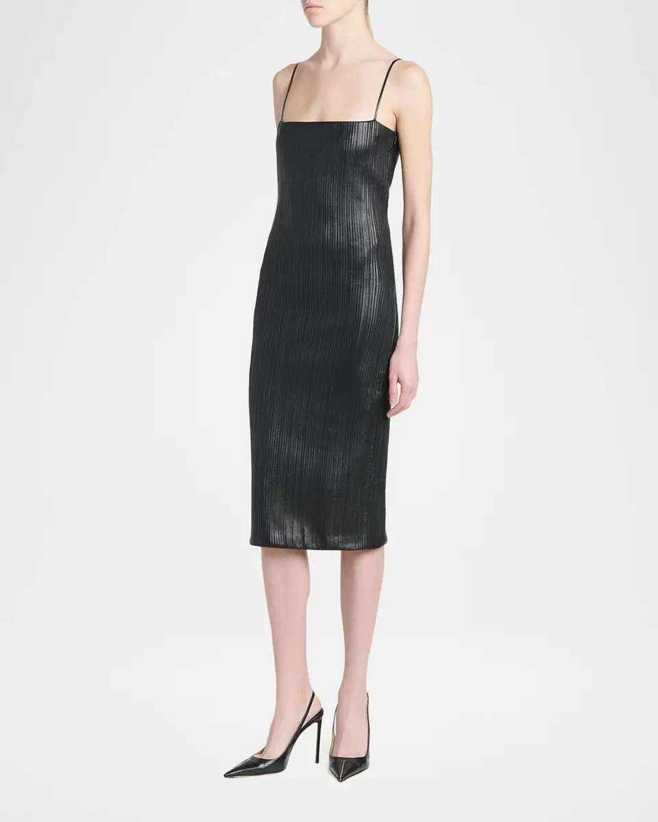 Tom Ford Fluted Leather Sleeveless Midi Dress | Thumbnail 4 Tom Ford Fluted Leather Sleeveless Midi Dress | Thumbnail 4