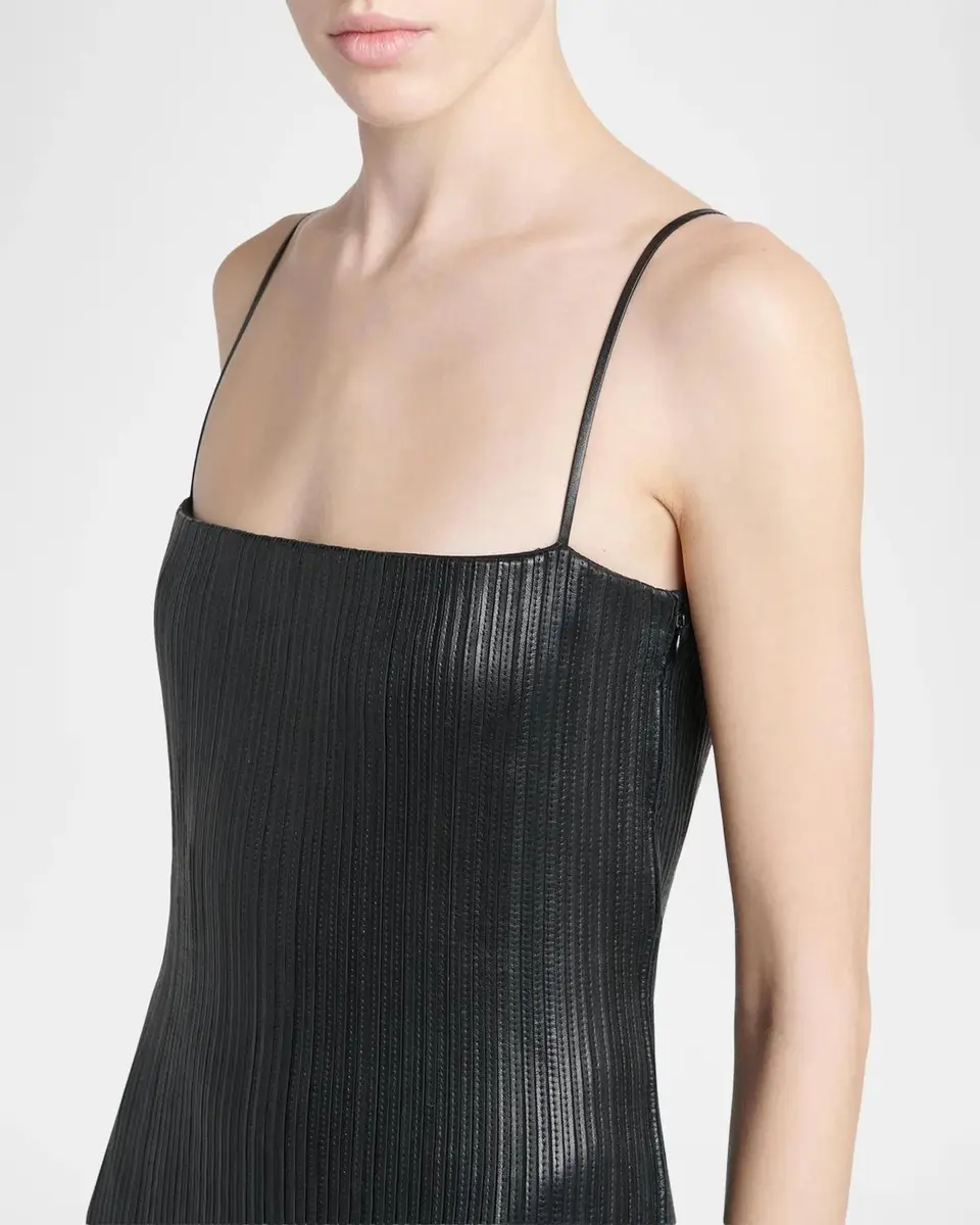 Tom Ford Fluted Leather Sleeveless Midi Dress | Thumbnail 5 Tom Ford Fluted Leather Sleeveless Midi Dress | Thumbnail 5
