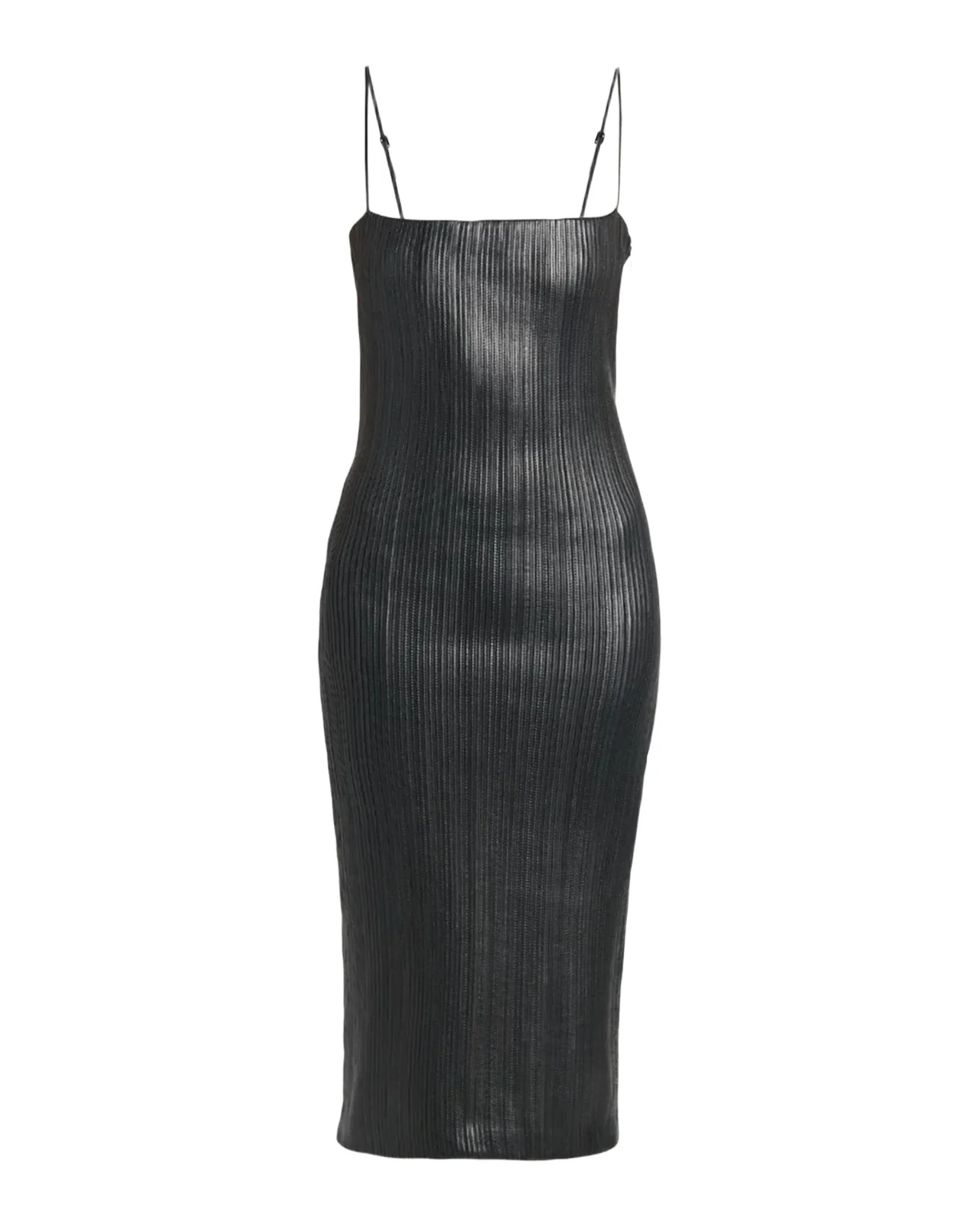 Fluted Leather Sleeveless Midi Dress Fluted Leather Sleeveless Midi Dress