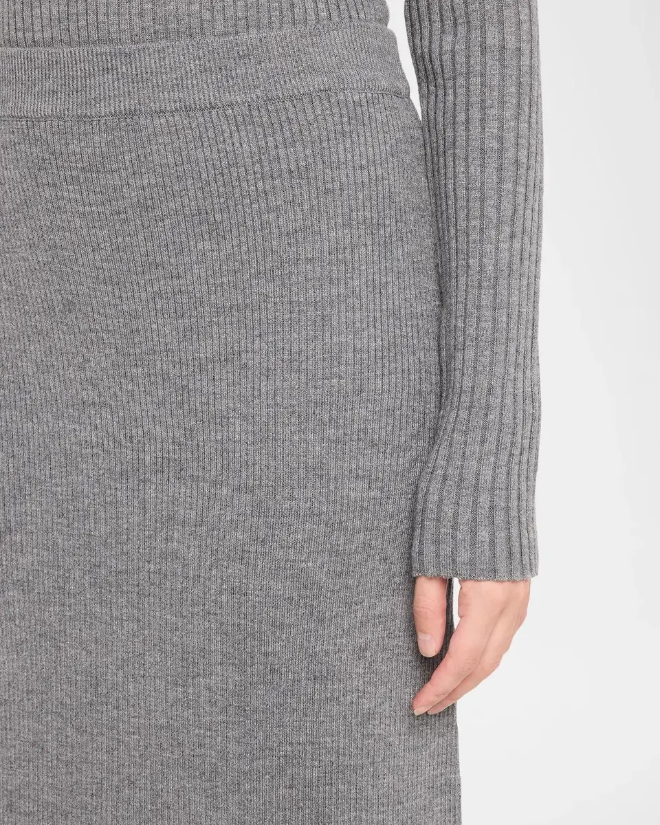 Victoria Beckham Wool-Blend Ribbed High-Low Midi Skirt | Thumbnail 5 Victoria Beckham Wool-Blend Ribbed High-Low Midi Skirt | Thumbnail 5