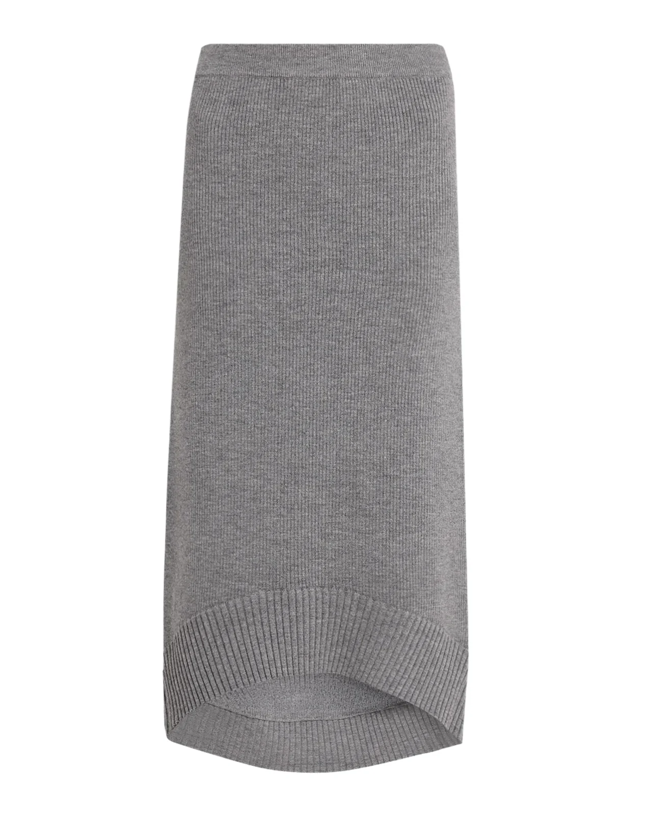 Victoria Beckham Wool-Blend Ribbed High-Low Midi Skirt
