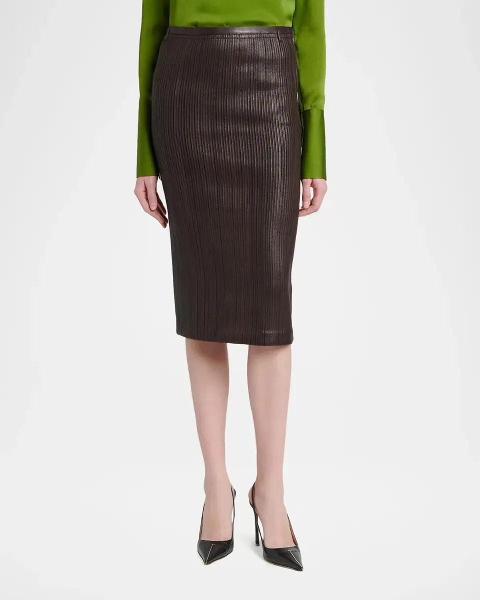 Tom Ford Fluted Leather Midi Skirt | Thumbnail 4 Tom Ford Fluted Leather Midi Skirt | Thumbnail 4