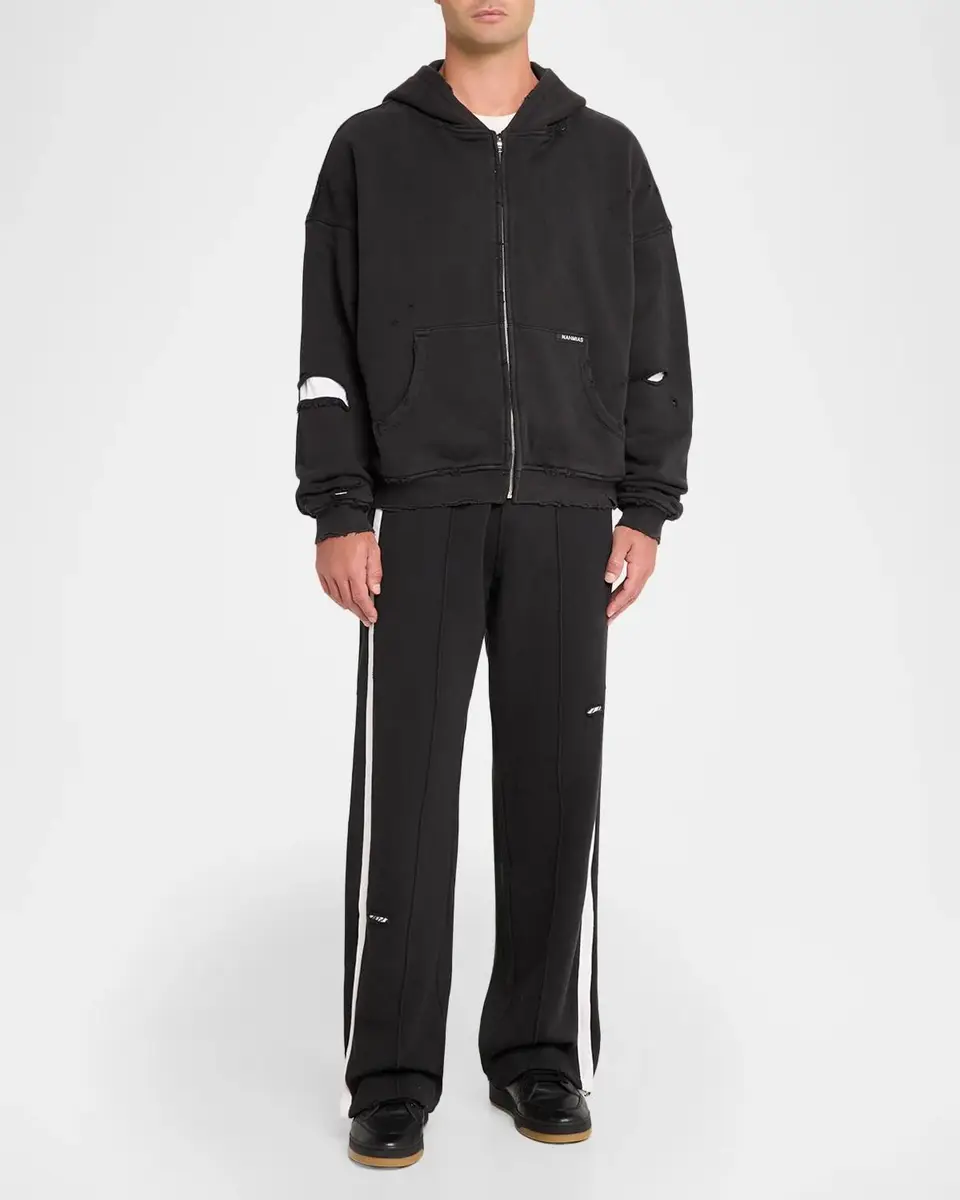 Nahmias Repaired Cotton Wide-Leg Track Pants | Thumbnail 2