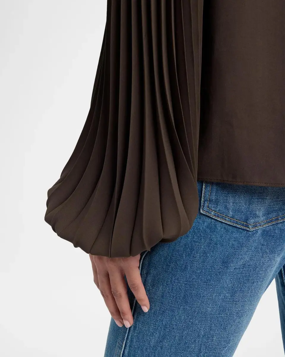 Tom Ford Pleated Balloon-Sleeve Neck-Scarf Blouse | Thumbnail 5 Tom Ford Pleated Balloon-Sleeve Neck-Scarf Blouse | Thumbnail 5