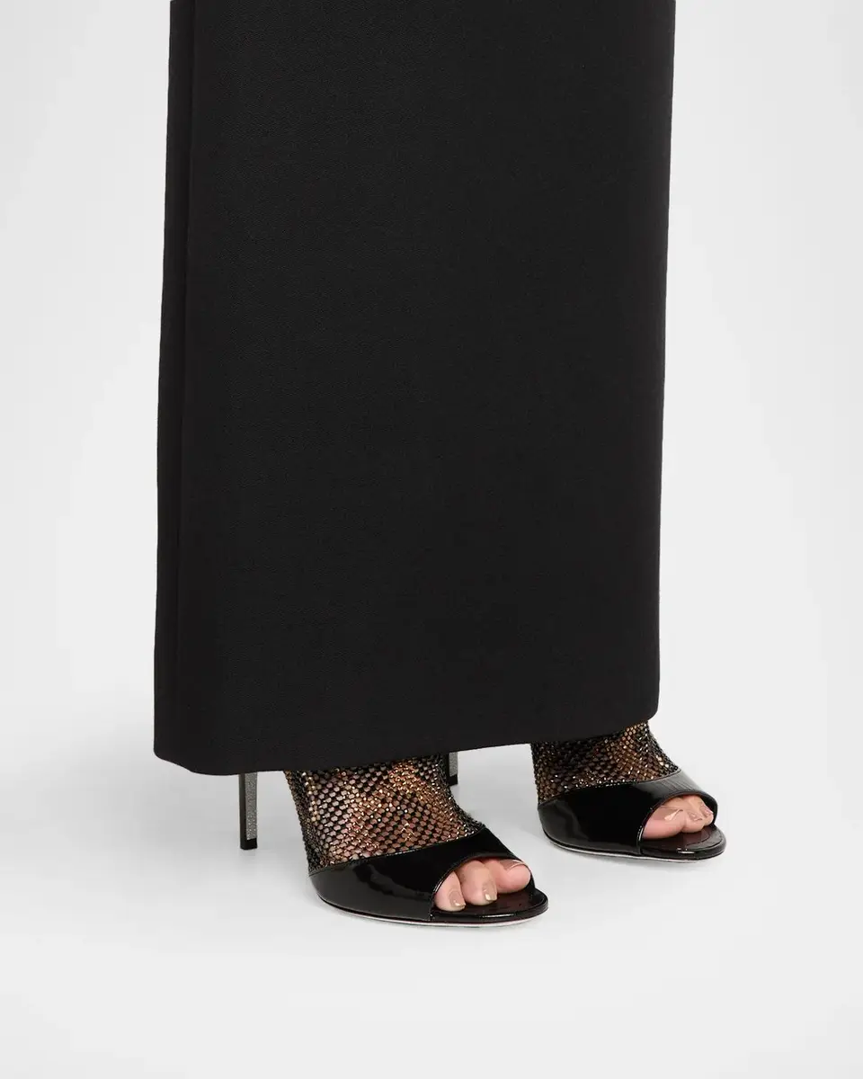 René Caovilla 105mm Patent Leather Embellished Mesh Booties | Thumbnail 2