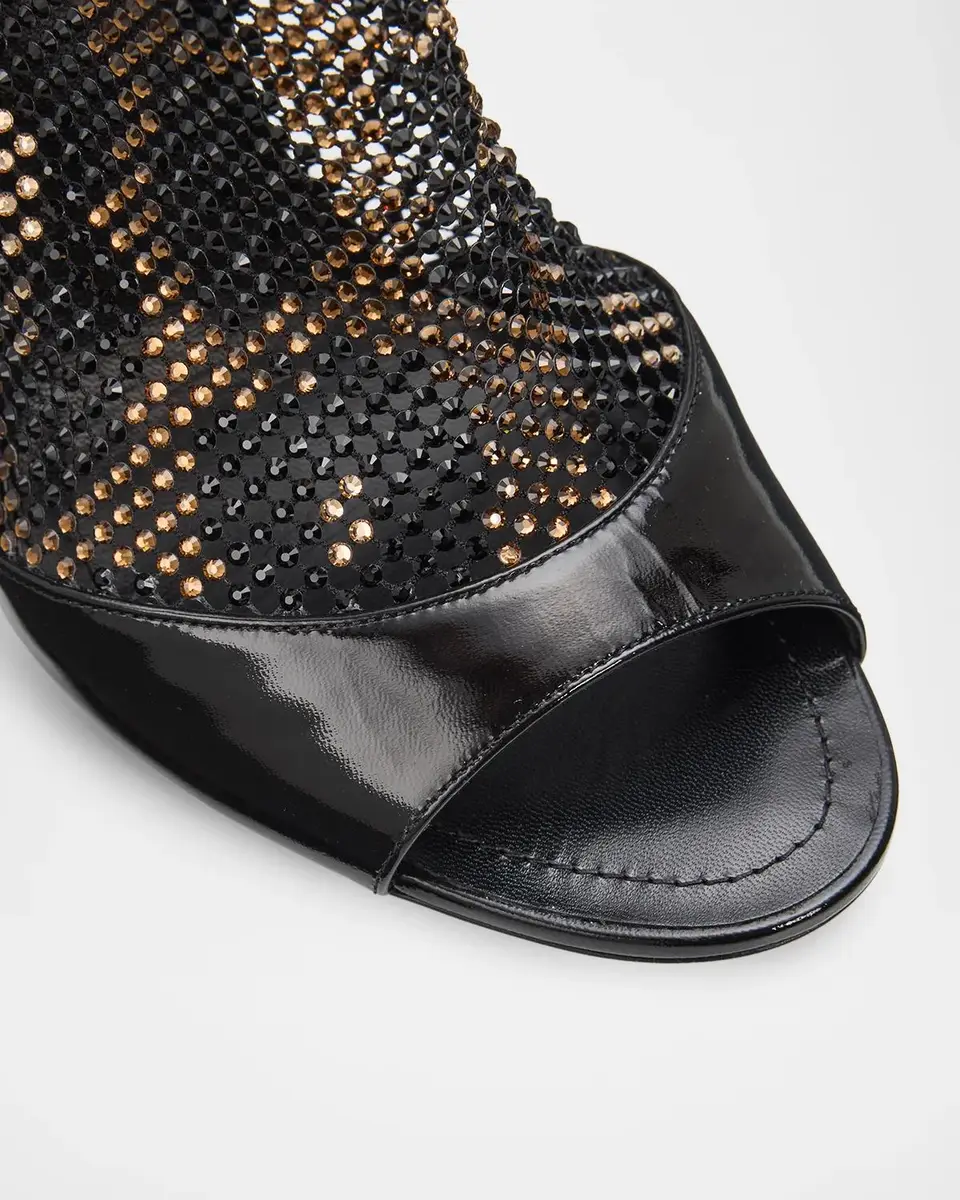 René Caovilla 105mm Patent Leather Embellished Mesh Booties | Thumbnail 5