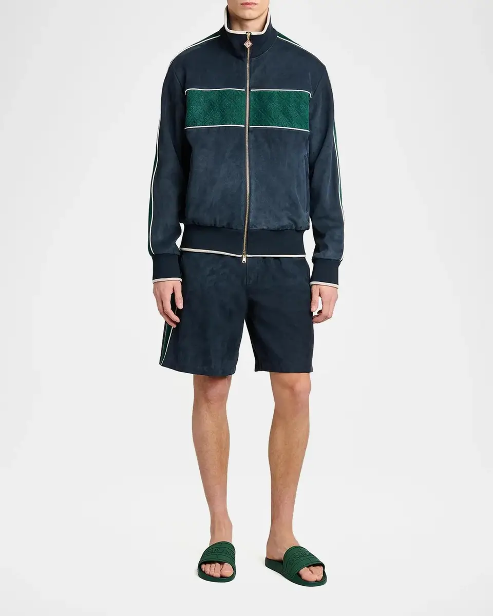 Casablanca Striped Suede Track Shorts | Thumbnail 2