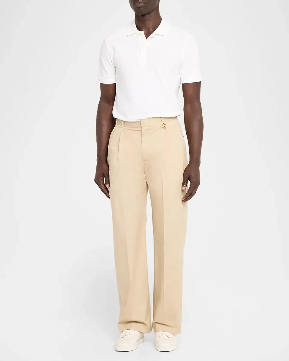 Casablanca Men's Poplin Pleated Straight-Leg Trousers | Thumbnail 2