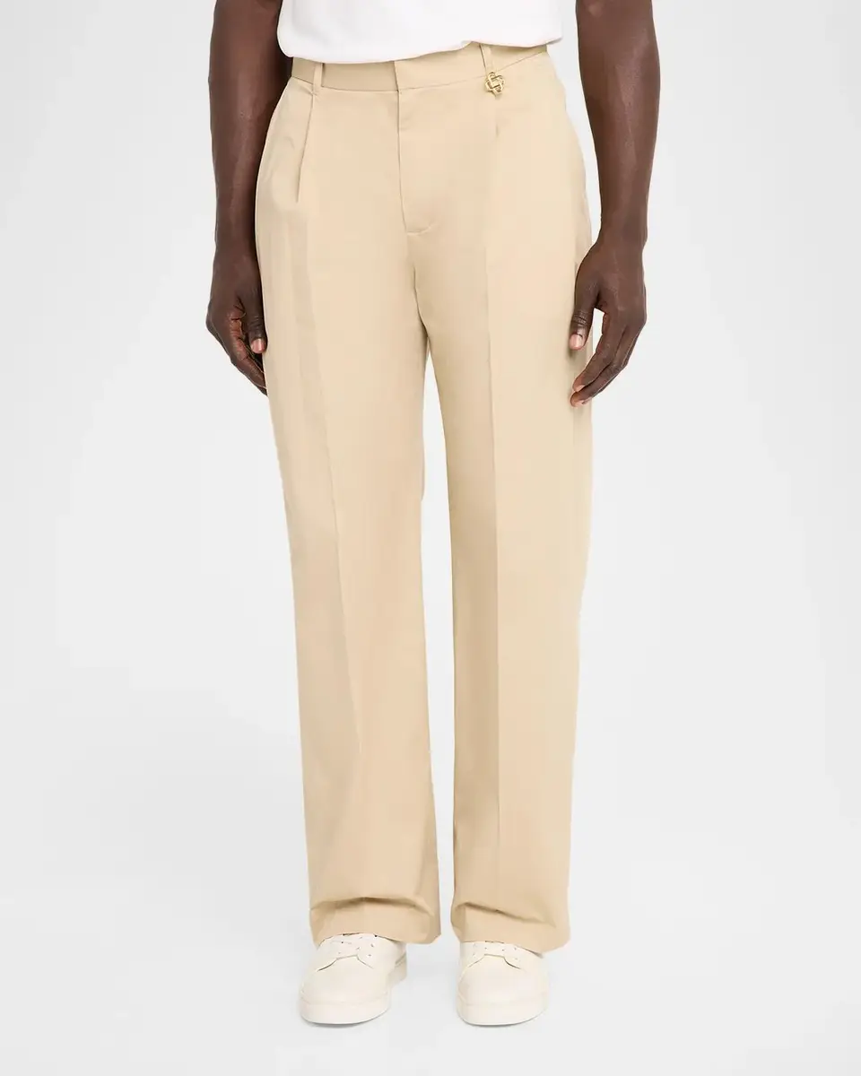 Casablanca Men's Poplin Pleated Straight-Leg Trousers | Thumbnail 4