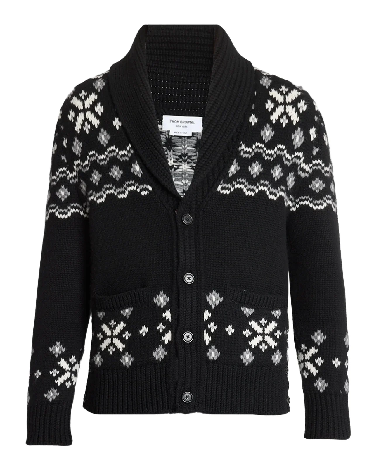 Thom Browne Men's Cashmere Shawl Collar Fair Isle Cardigan