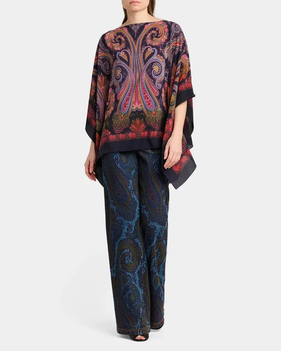 Etro Paisley Degradé Silk Poncho Top | Thumbnail 2 Etro Paisley Degradé Silk Poncho Top | Thumbnail 2