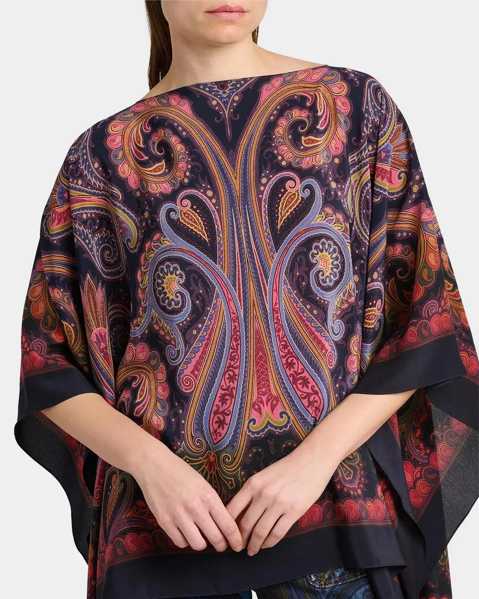 Etro Paisley Degradé Silk Poncho Top | Thumbnail 3 Etro Paisley Degradé Silk Poncho Top | Thumbnail 3