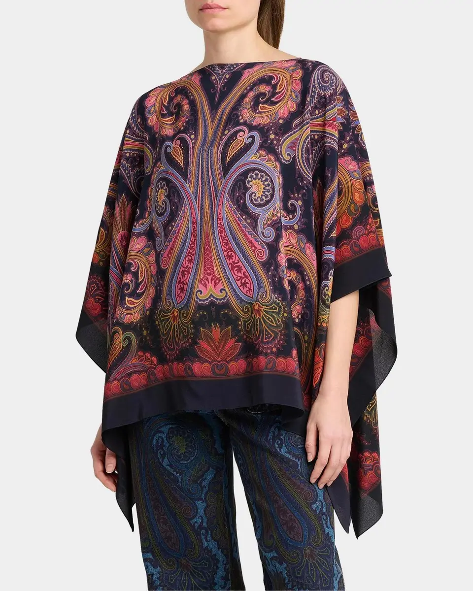 Etro Paisley Degradé Silk Poncho Top | Thumbnail 5 Etro Paisley Degradé Silk Poncho Top | Thumbnail 5
