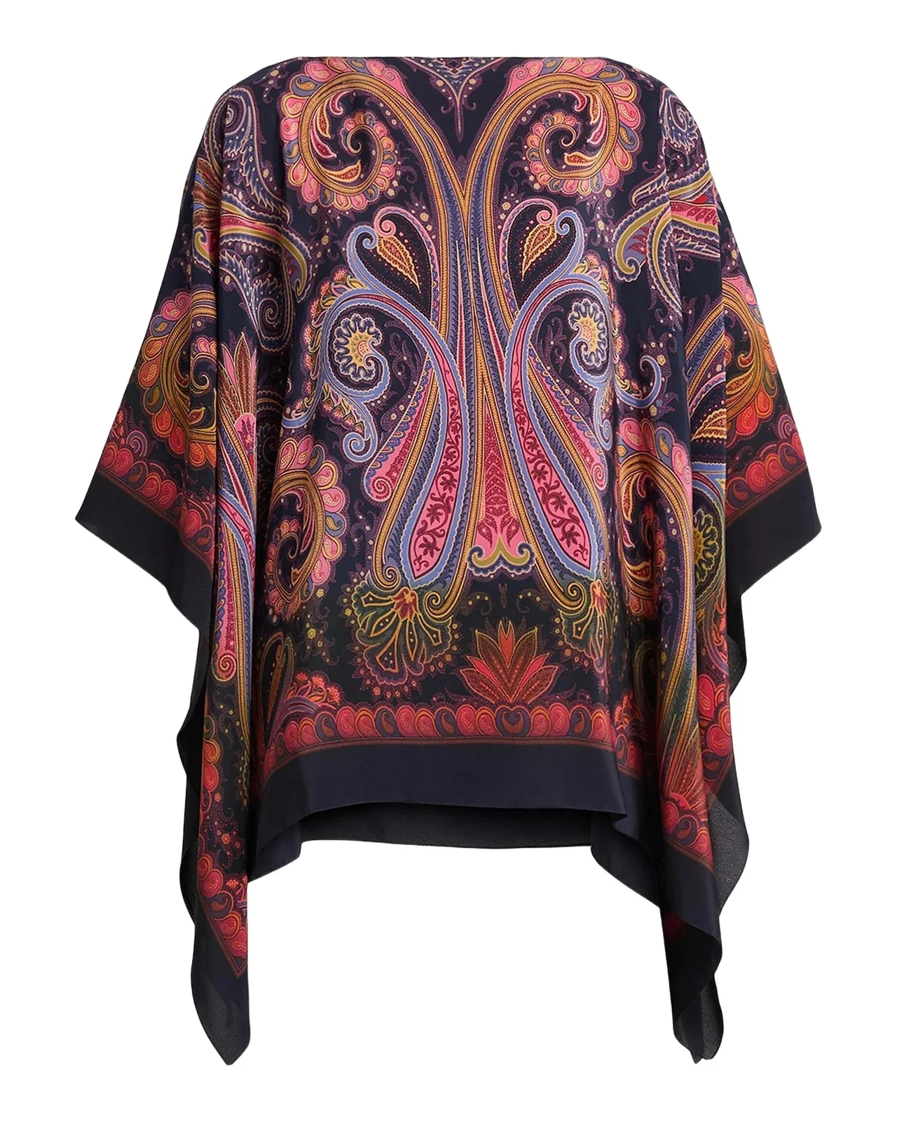 Paisley Degradé Silk Poncho Top Paisley Degradé Silk Poncho Top