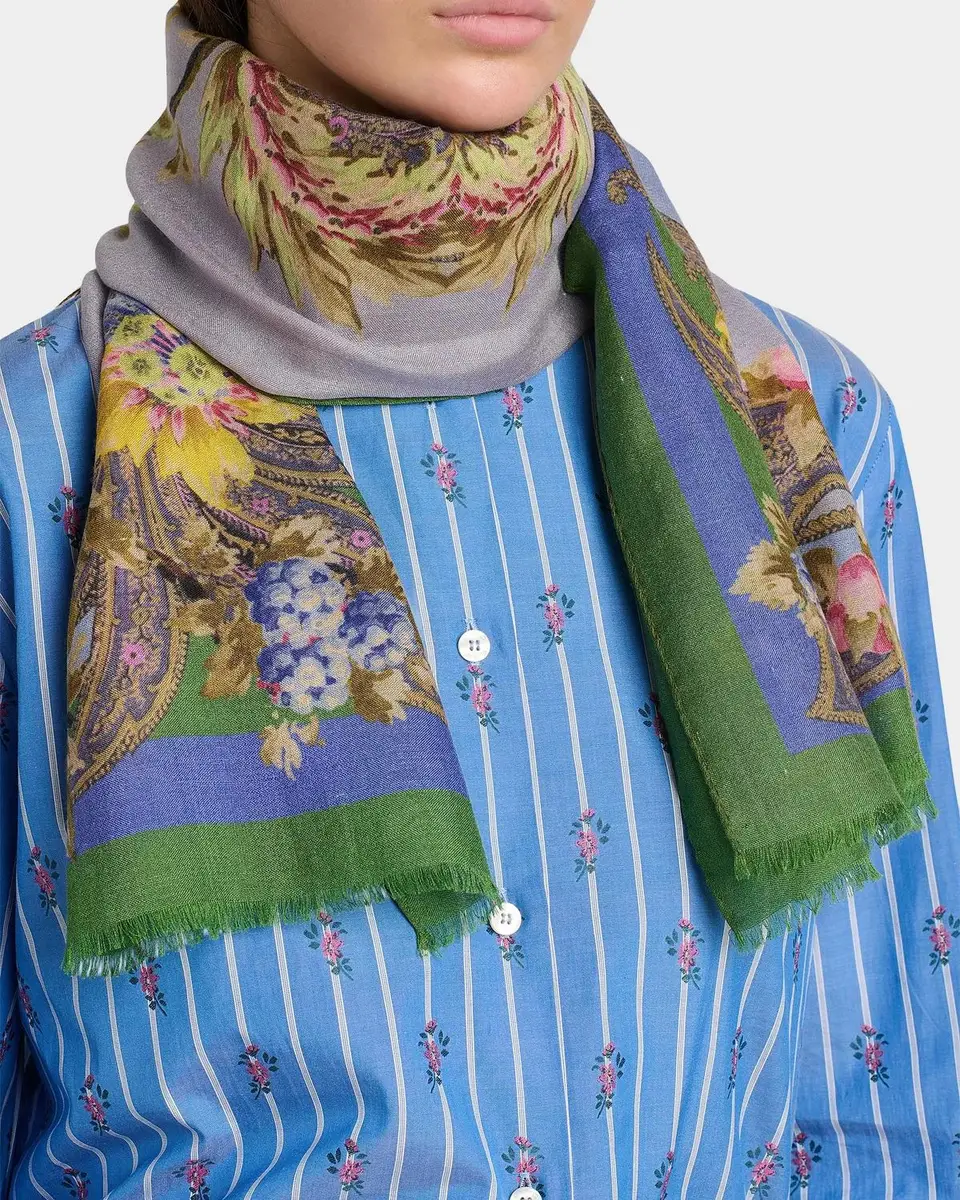 Etro Paisley and Floral Cashmere, Silk and Wool Scarf | Thumbnail 3 Etro Paisley and Floral Cashmere, Silk and Wool Scarf | Thumbnail 3