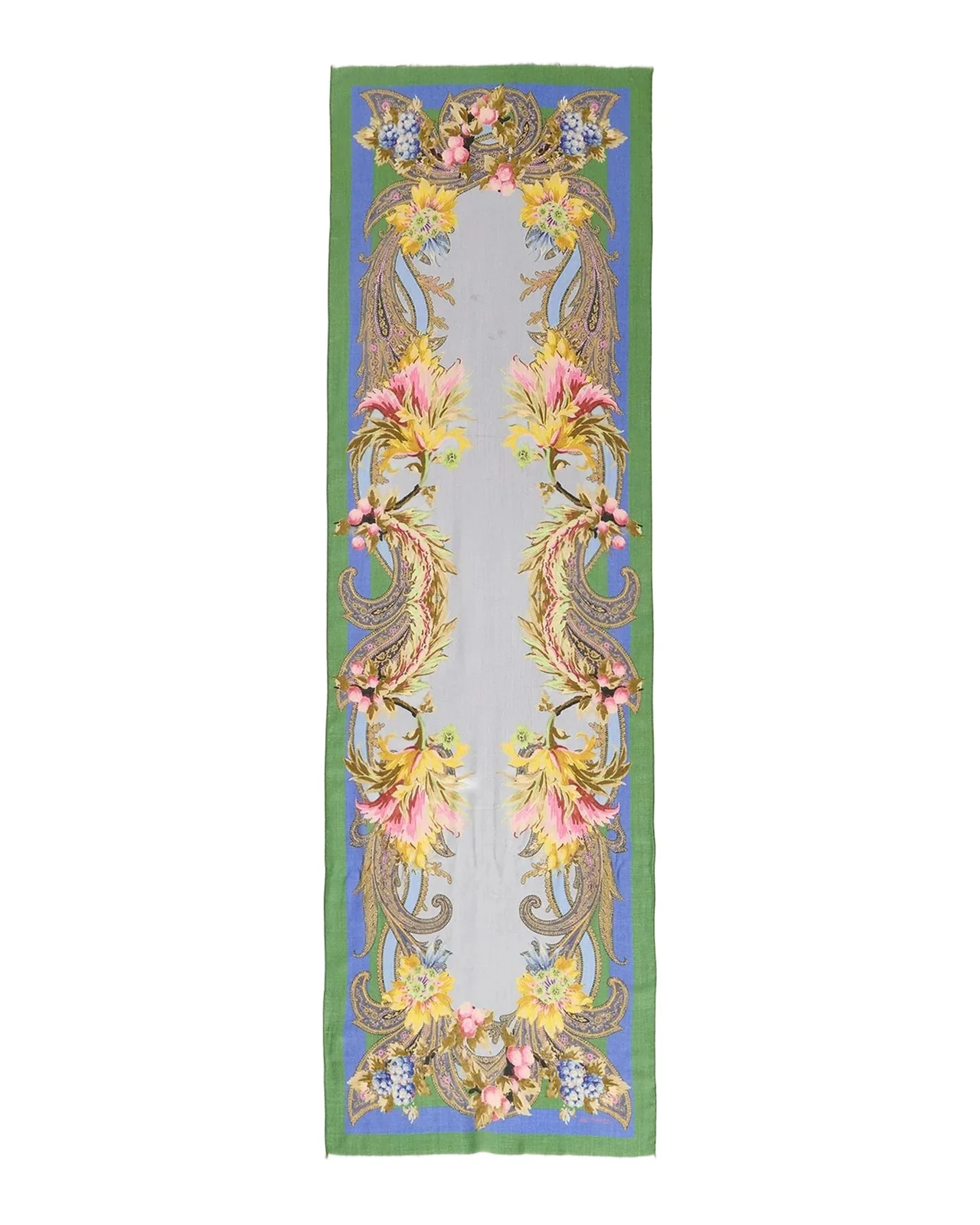 Etro Paisley and Floral Cashmere, Silk and Wool Scarf