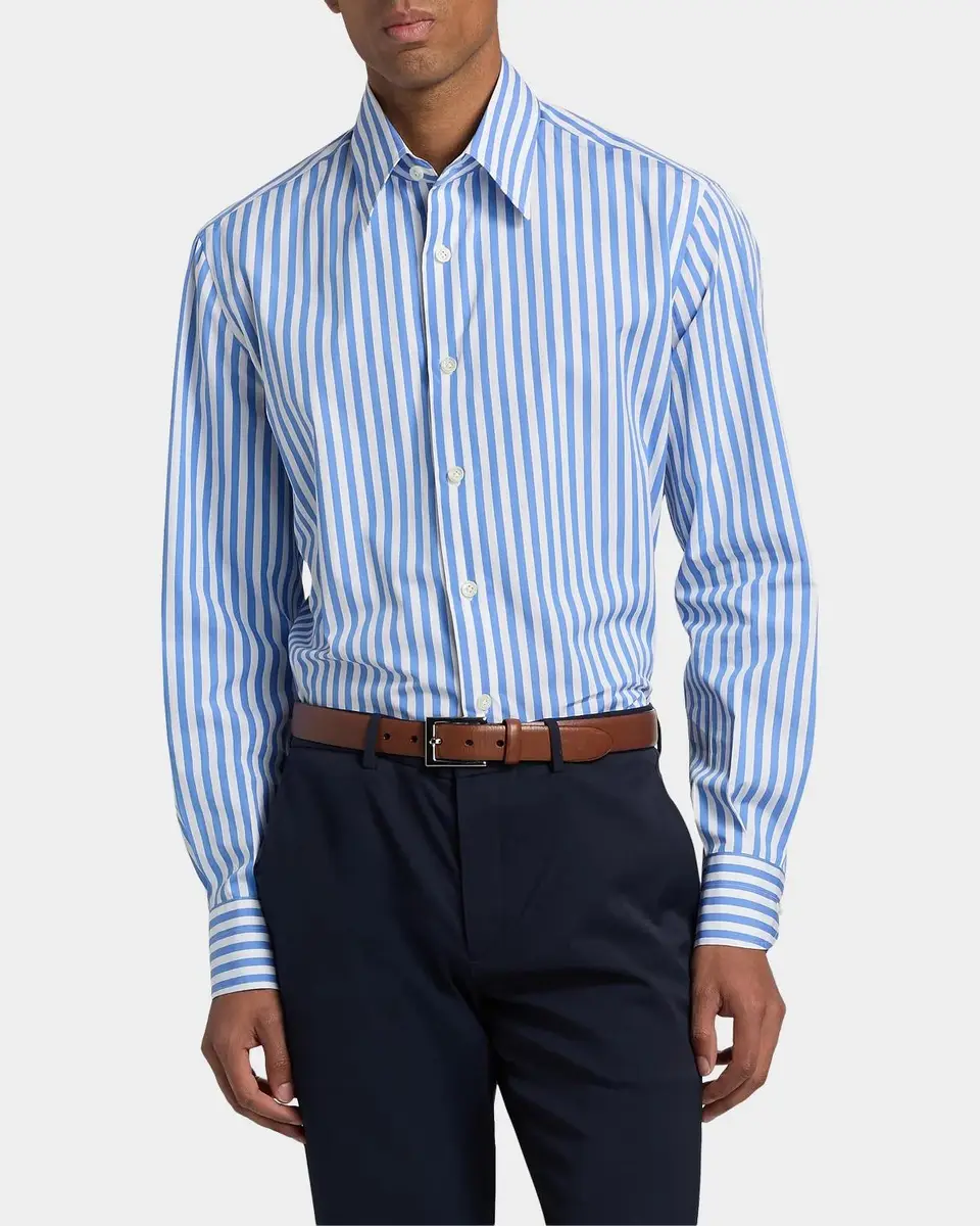 Isaia Bengal Stripe Cotton Shirt | Thumbnail 4 Isaia Bengal Stripe Cotton Shirt | Thumbnail 4