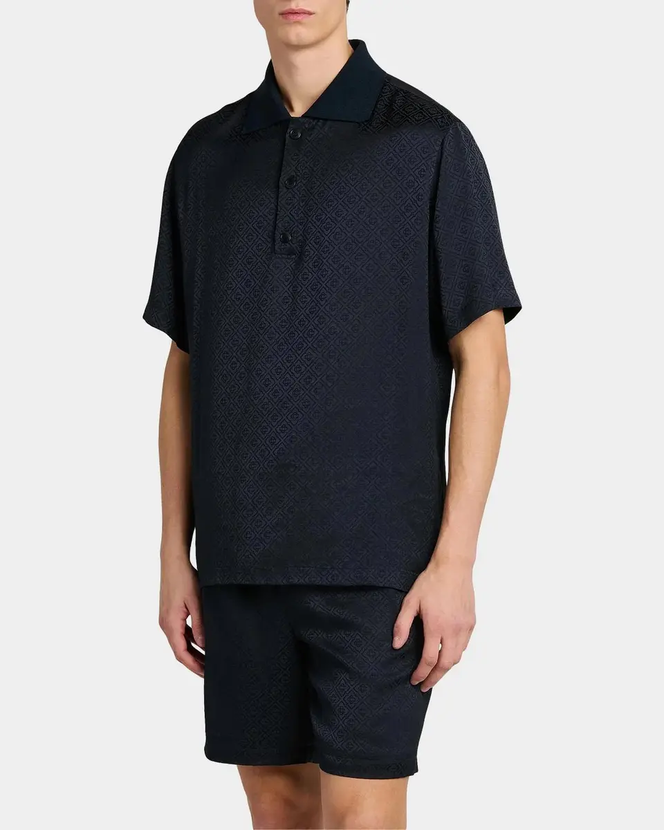 Casablanca Logo Print Knit Collar Polo Shirt | Thumbnail 4
