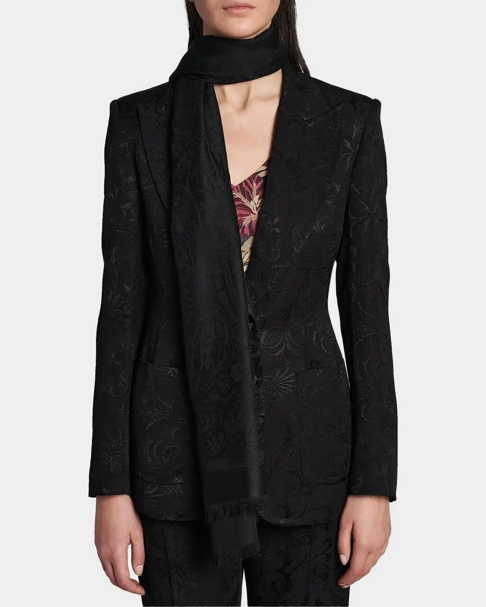 Etro Silk and Wool Paisley Jacquard Scarf | Thumbnail 2 Etro Silk and Wool Paisley Jacquard Scarf | Thumbnail 2