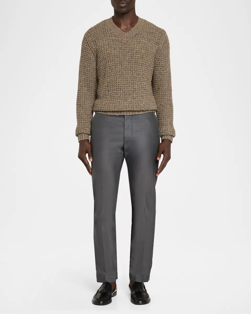 Vince Men's Waffle Donegal V-Neck Sweater | Thumbnail 2 Vince Men's Waffle Donegal V-Neck Sweater | Thumbnail 2