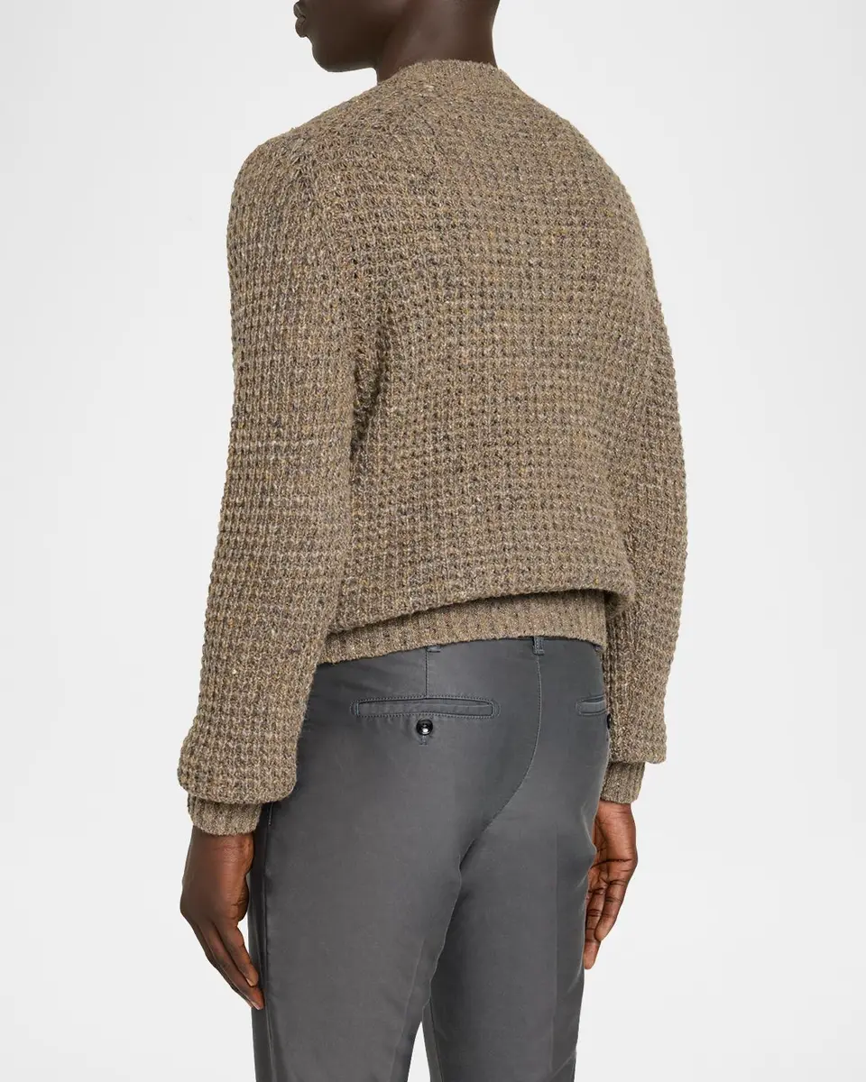Vince Men's Waffle Donegal V-Neck Sweater | Thumbnail 3 Vince Men's Waffle Donegal V-Neck Sweater | Thumbnail 3