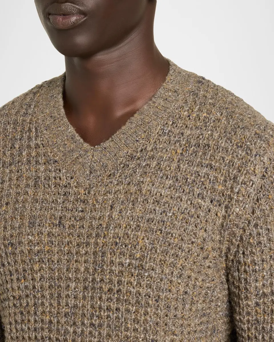 Vince Men's Waffle Donegal V-Neck Sweater | Thumbnail 5 Vince Men's Waffle Donegal V-Neck Sweater | Thumbnail 5