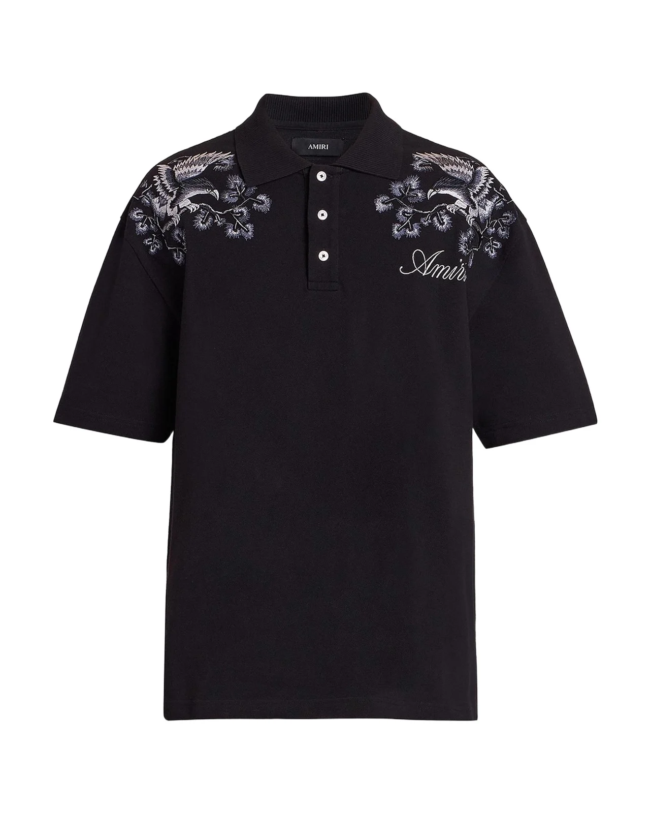 AMIRI Men's Floral-Embroidered Cotton Polo Shirt