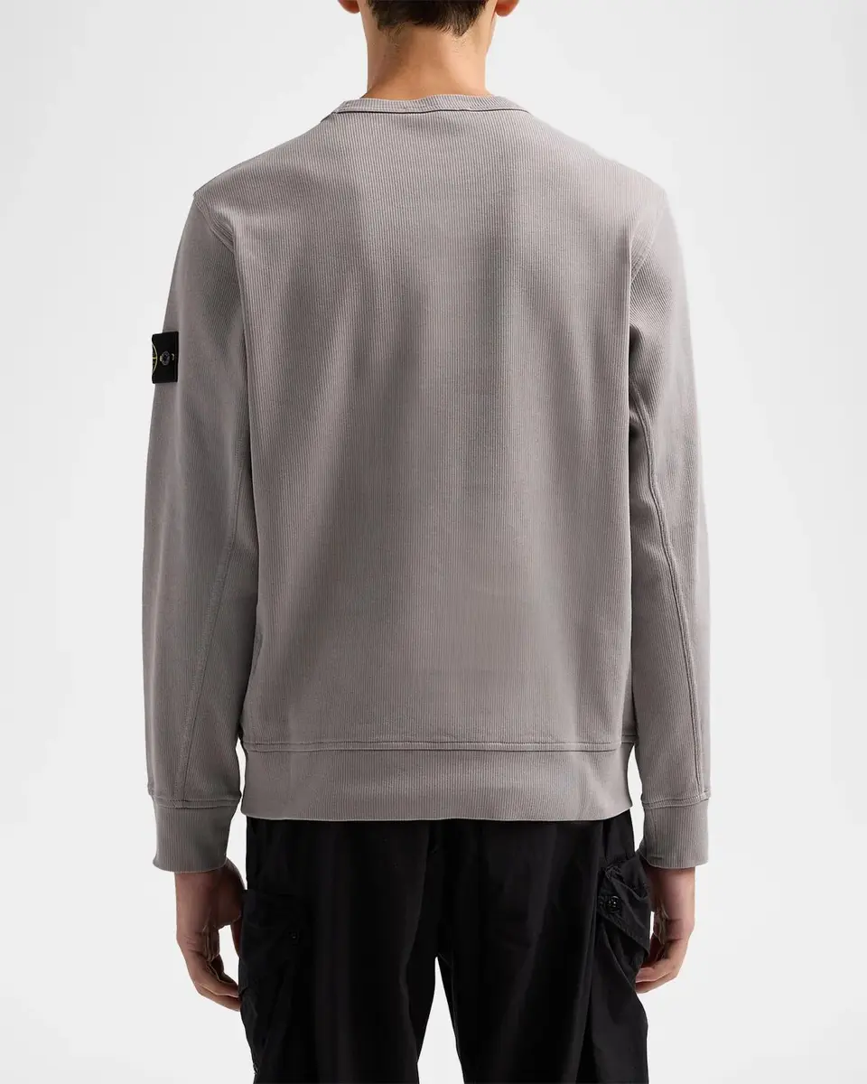 Stone Island Men's Cotton Micro-Rib Crewneck Sweater | Thumbnail 3 Stone Island Men's Cotton Micro-Rib Crewneck Sweater | Thumbnail 3