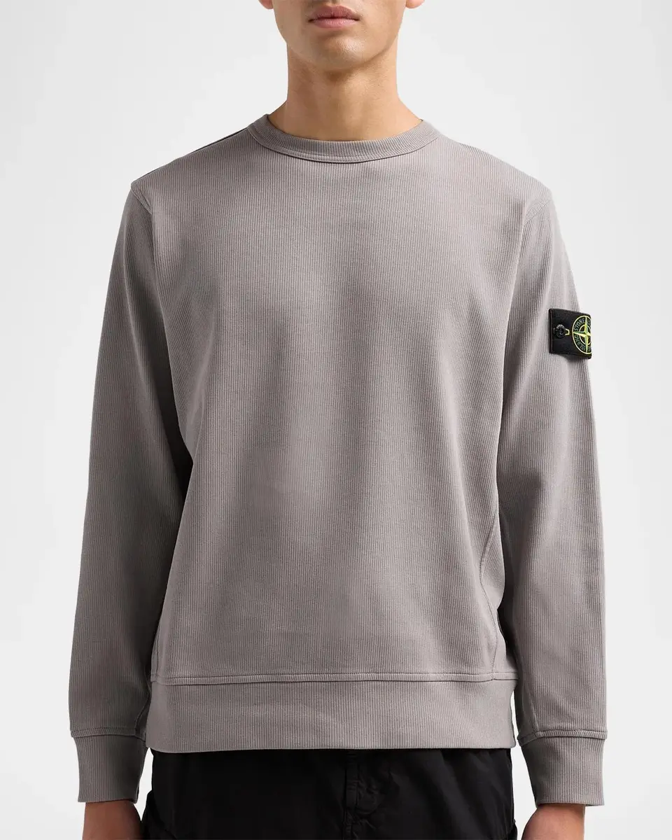 Stone Island Men's Cotton Micro-Rib Crewneck Sweater | Thumbnail 5 Stone Island Men's Cotton Micro-Rib Crewneck Sweater | Thumbnail 5