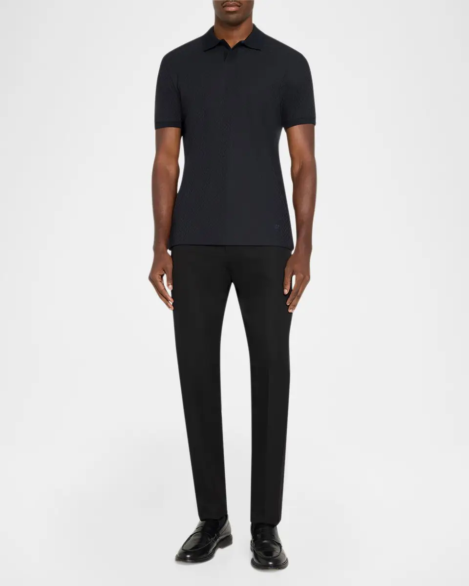 Emporio Armani Men's Micro-Geometric Jacquard Polo Shirt | Thumbnail 2
