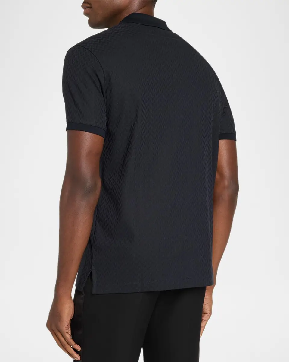 Emporio Armani Men's Micro-Geometric Jacquard Polo Shirt | Thumbnail 3