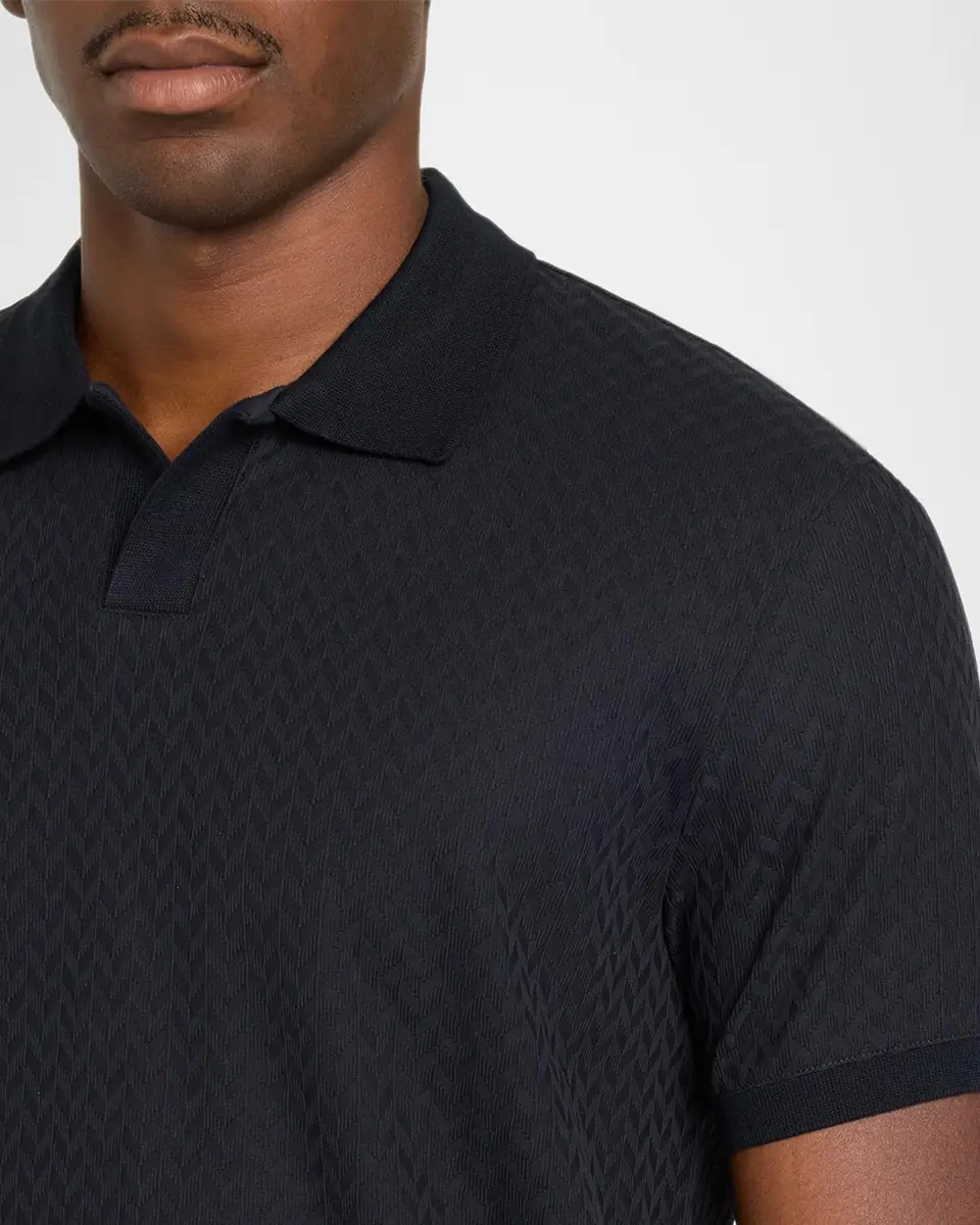 Emporio Armani Men's Micro-Geometric Jacquard Polo Shirt | Thumbnail 5