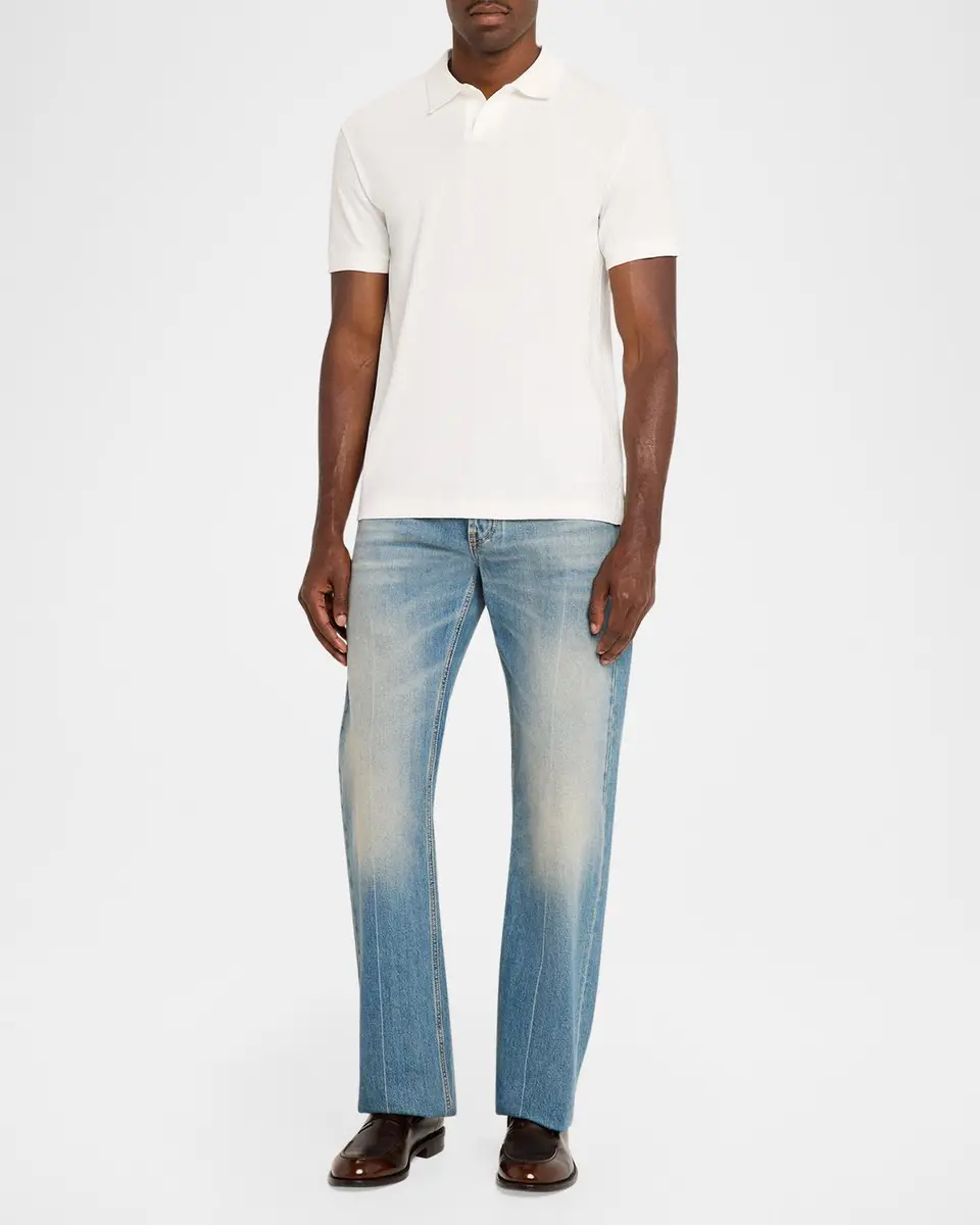 Emporio Armani Men's Micro-Geometric Jacquard Polo Shirt | Thumbnail 2