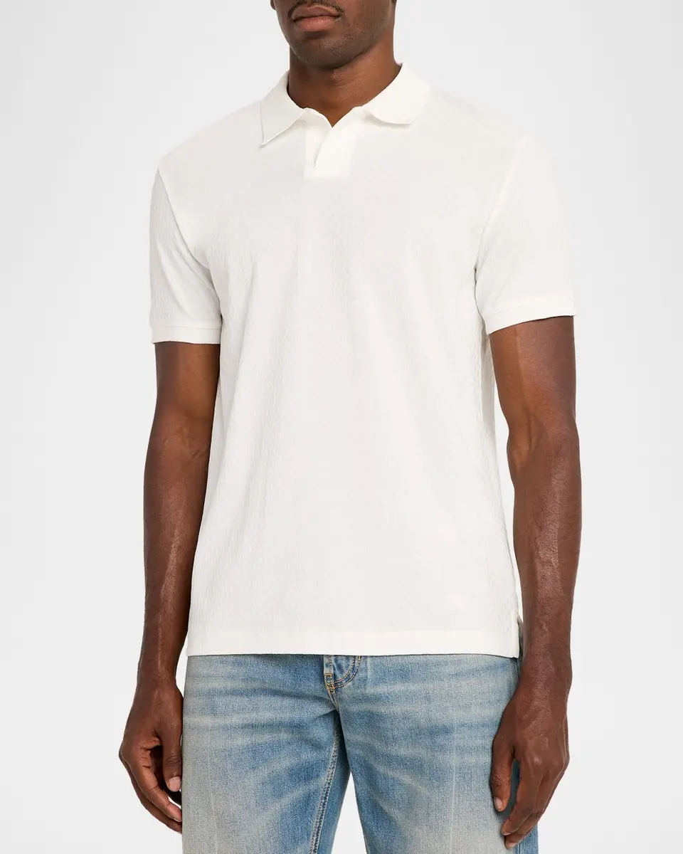 Emporio Armani Men's Micro-Geometric Jacquard Polo Shirt | Thumbnail 4